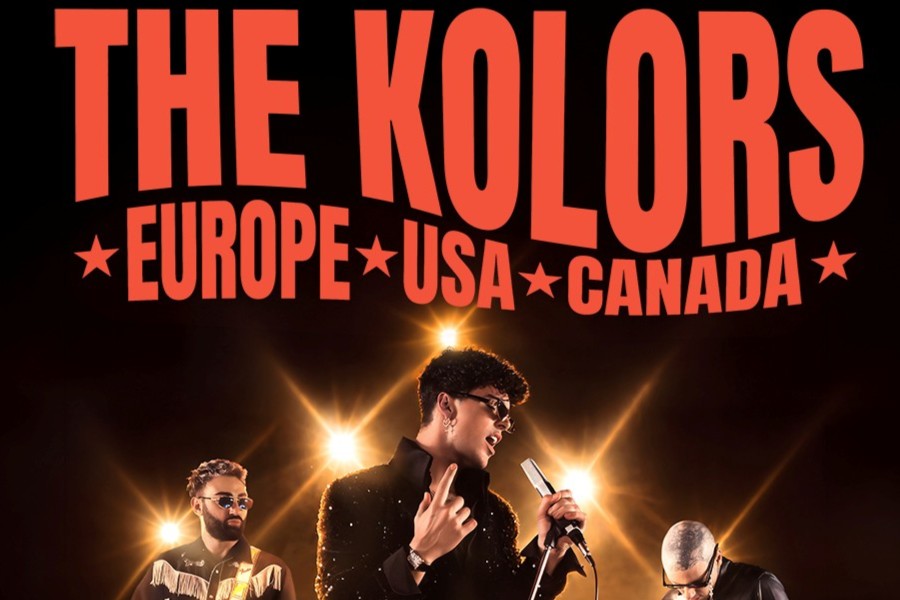 Plakat der Band „The Kolors“ mit dem Hinweis auf Auftritte in Europa, den USA und Kanada